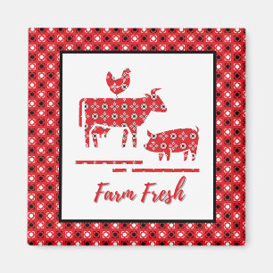 Bandana Print Farm Animals Magneet
