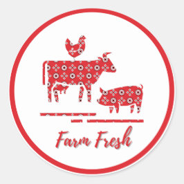 Bandana Print Farm Animals Ronde Sticker