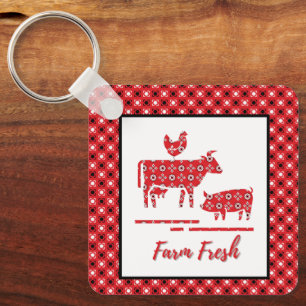 Bandana Print Farm Animals Sleutelhanger