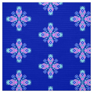Bandana Print - orchidee, blauw en kobalt Stof