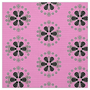 Bandana Print - roze, zwart en grijs Stof