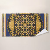 Bandana Print: Zwart Blauw Goud. Badhanddoek (Badhanddoek)