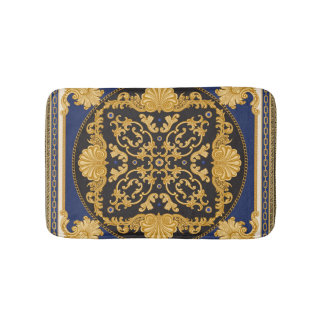Bandana Print: Zwart Blauw Goud. Badmat