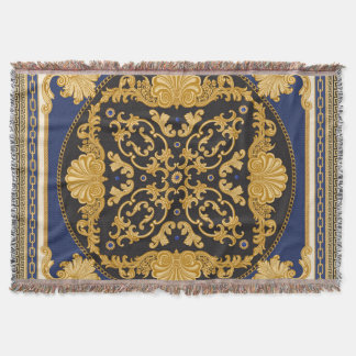 Bandana Print: Zwart Blauw Goud. Deken