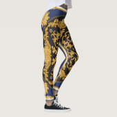Bandana Print: Zwart Blauw Goud. Leggings (Rechts)