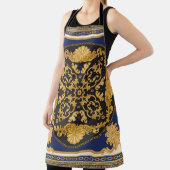 Bandana Print: Zwart Blauw Goud. Schort (Insitu)