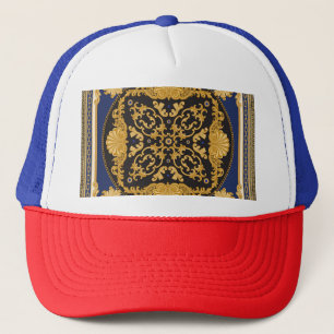 Bandana Print: Zwart Blauw Goud. Trucker Pet
