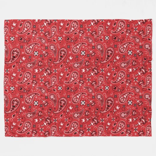 Bandana Red Paisley Fleece Deken (Voorkant (Horizontaal))
