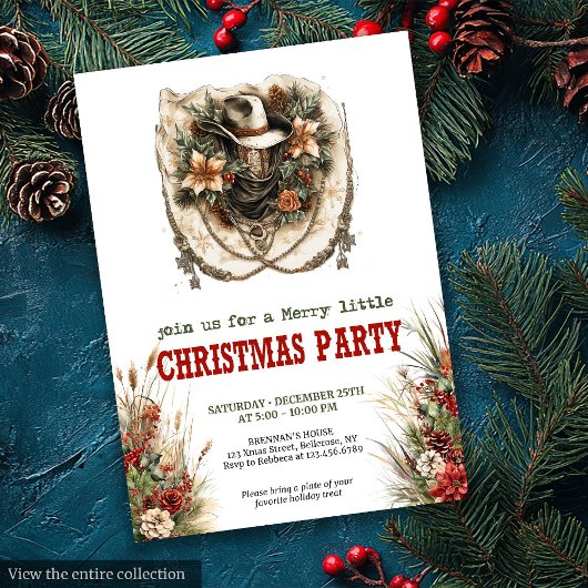 Bandana ties Western Christmas party invite Kaart