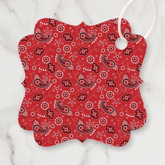 Bandana Yellow Red Pattern Two tone Classic Fun Bedankjes Labels (Achterkant)