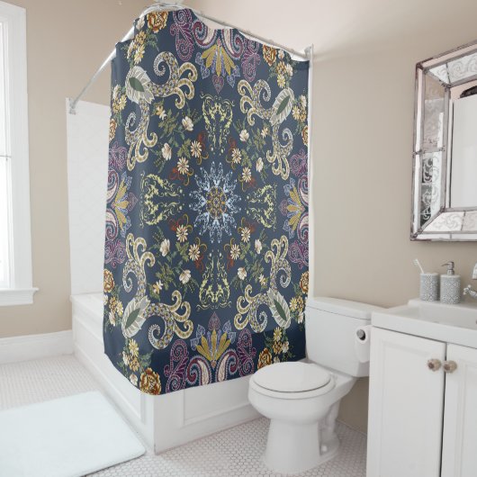 Bandanna met kleurrijke paisley naadloos patroon douchegordijn (In situ)