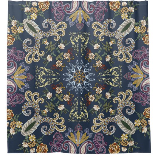 Bandanna met kleurrijke paisley naadloos patroon douchegordijn (Voorkant)