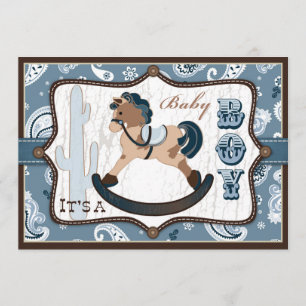 Bandanna Print en Rocking Horse Cowboy Baby shower Kaart