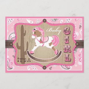 Bandanna Print en Rocking Horse Cowgirl Baby showe Kaart