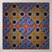 Bandanna shawl, ontwerp van tablecloth fabric, zij poster (Voorkant)