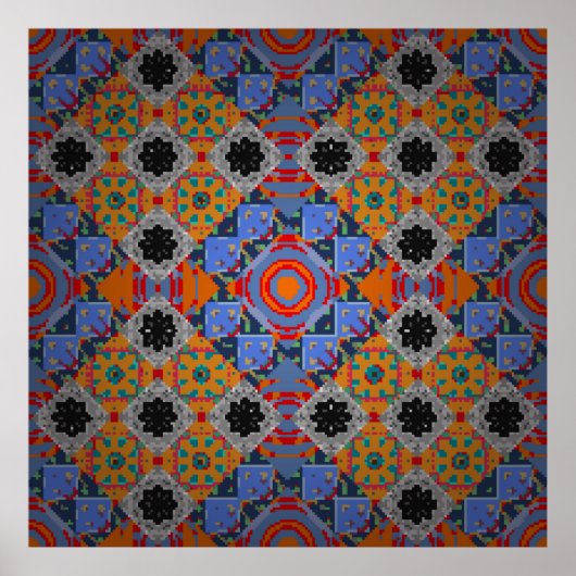 Bandanna shawl, ontwerp van tablecloth fabric, zij poster (Voorkant)