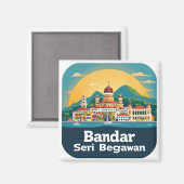 🧲 Bandar Seri Begawan Aandenken 🌏 Magneet (Voorkant / Achterkant)