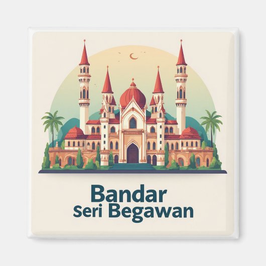 Bandar Seri Begawan Met Rode Koepels Magneet (Voorkant)