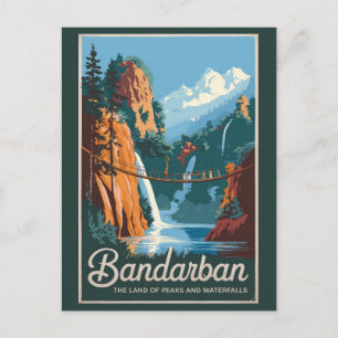Bandarban Bangladesh Travel Art Vintage Briefkaart