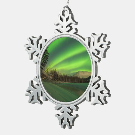 Banded Aurora Tin Sneeuwvlok Ornament (Rechts)