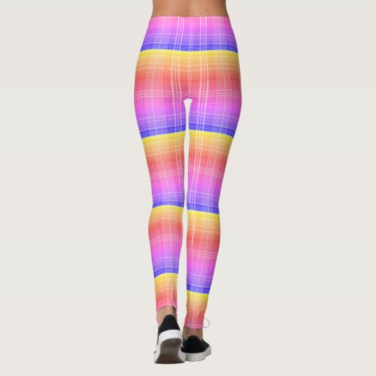 Banded Rainbow Gradient Neon Plaid Leggings (Achterkant)