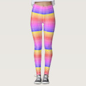 Banded Rainbow Gradient Neon Plaid Leggings (Voorkant)