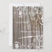 Banded Wood Kijk Shabby Lace Wedding Invitation Kaart (Achterkant)