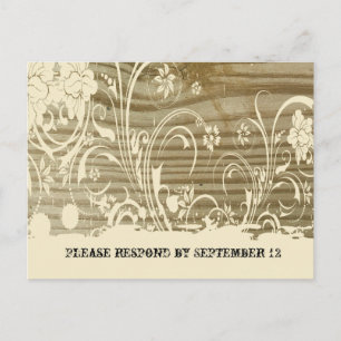 Banded Wood RSVP, crème Uitnodiging Briefkaart