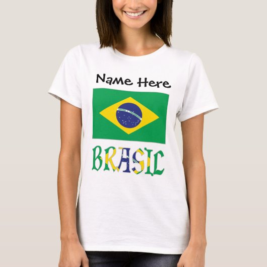 Bandeira do Brasil e Brasil Come o Nome T-shirt (Voorkant)