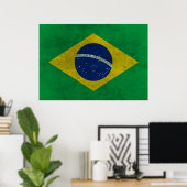Bandeira do Brasil (Estilo Envelhecida) Poster (Thuiskantoor)