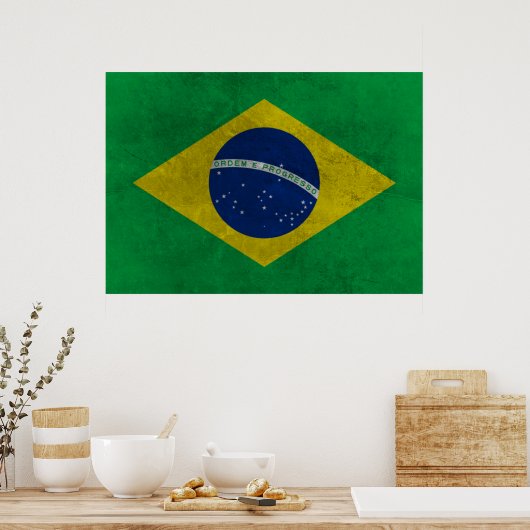 Bandeira do Brasil (Estilo Envelhecida) Poster (Keuken)