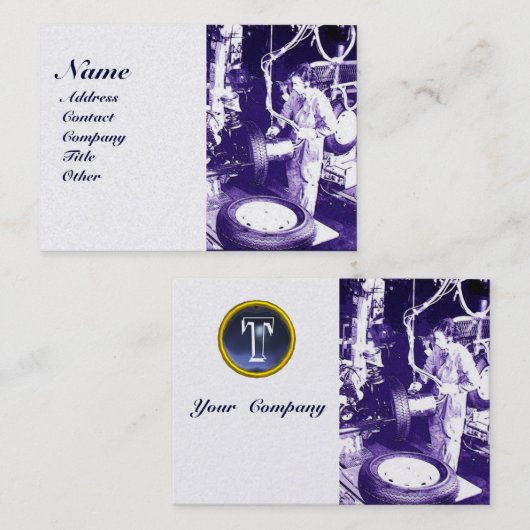 BANDEN, AUTOMOTIEF, autoreparatiekleding, monogram Visitekaartje (Voorkant / Achterkant)