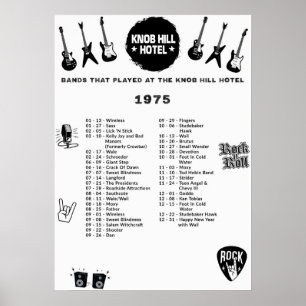 Banden die speelden in het Knob Hill Hotel 1975 Poster