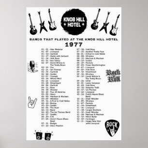 Banden die speelden in het Knob Hill Hotel 1977 Poster