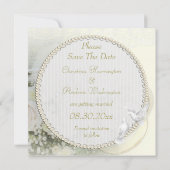 Banden, Rozen, duiven en kant bewaren de datum Save The Date (Achterkant)