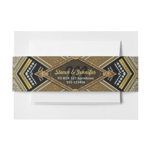 Banden van de Buik Glam van het art deco de Gouden Uitnodigingen Wikkel