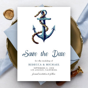 Banden van de Knoop Marine Blue Anchor Rope Weddin Save The Date
