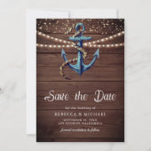 Banden van de Knoop Marine Blue Anchor Wedding Save The Date (Voorkant)