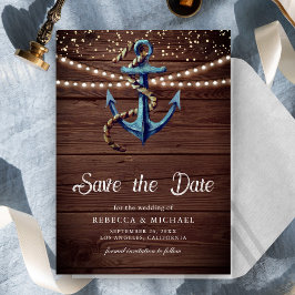 Banden van de Knoop Marine Blue Anchor Wedding Save The Date