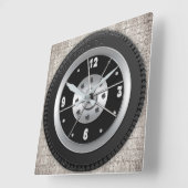 Bandenklok - Vierkant achtergrond - Bruine kunstst Vierkante Klok (Hoek)