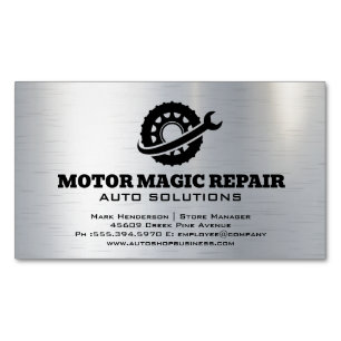 Bandenmoersleutel Logo   autoreparatiewerkplaats Magnetisch Visitekaartje