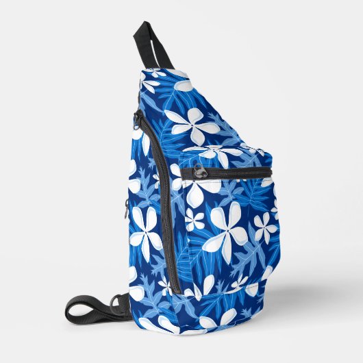 BANDENPATROON IN BLAUW SLING BAG (Linkerhoek)