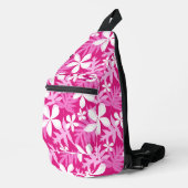 BANDENPATROON IN HETE ROZE SLING BAG (Rechterhoek)