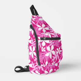 BANDENPATROON IN HETE ROZE SLING BAG