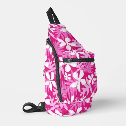 BANDENPATROON IN HETE ROZE SLING BAG (Linkerhoek)