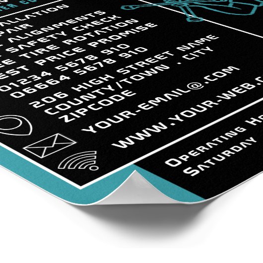 Bandenreparatie Logo, Tyre/Tyre Specialist Shop Ad Poster (Hoek)