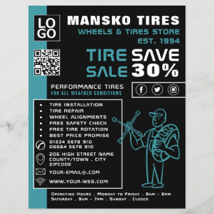 Bandenreparatie Logo, Tyre/Tyre Specialist Shop Flyer