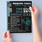 Bandenreparatie Logo, Tyre/Tyre Specialist Shop Flyer (Hand)