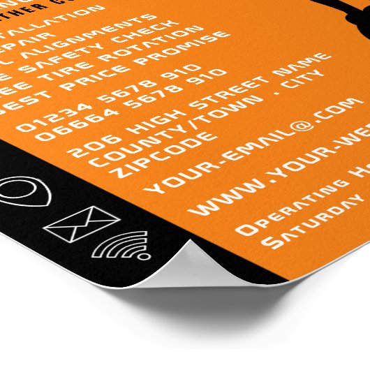 Bandenreparatie Man ontwerp, Tyre/Tyre Specialist  Poster (Hoek)