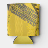 Bandenspoor gele zwarte waarschuwing blikjeskoeler (Voorkant)